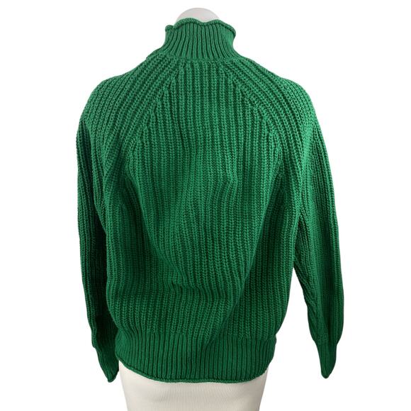 J.Crew Women's Green Long Sleeve Ribbed Knit Turtleneck Pullover Sweater Top S - Picture 2 of 3